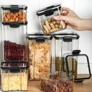 DS1210 Transparent Plastic Airtight Food Storage Box with Lids Stackable Organizer
