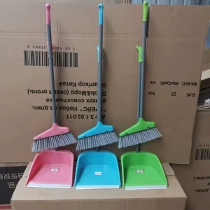 DS1404 Kitchen Broom Stick and Dust Pan Long Handle Folding Brooms Dustpans Plastic Broom and Dustpan Set