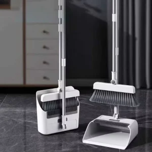 DS4358 High Density Broom and Windproof Dustpan for Indoor Outdoor Sweep Pet Hair Removal Broom Broom with Dustpan Combo Set