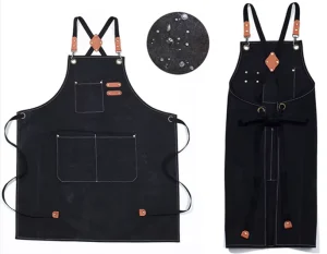 DS4434 Heavy Duty Adjustable Cotton Canvas Chef Apron Reusable and Durable Work Apron with Cross Back Straps for Men and Women