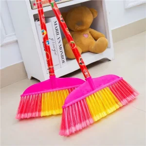DS4736 Outdoor Floor Sweeper Plastic Bristles Head Broomstick Floor Broom Wooden Handle Broom