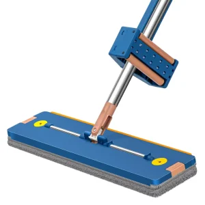 DS5080 Large Stainless Steel Flat Mop for Hardwood Tile Hands-Free Squeeze Mops Washable Microfiber Floor Mop