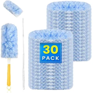 DS5619 Disposable Dusters for Cleaning Blinds Bookshelf Furniture Dusting Kit Microfiber Duster Refills 20 PCS with Handle
