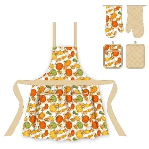 Daily Used Reusable Durable 100% Cotton Heat Resistant Non-Slip Custom Logo Chef Work Apron Kit for Woman Men-Restaurant Kitchen