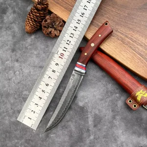 Damascus Steel Wood Handle Camping Hunting Multifunctional Pocket Knife for Kitchen and Outdoor Use
