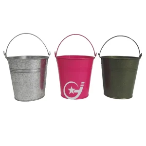 Decorative Galvanized Metal Bucket with Lid for Storage