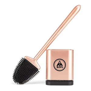 Deep Cleaner Silicone Toilet Brushes with No Slip Long Plastic Handle and Flexible Bristles Silicone Toilet Brush