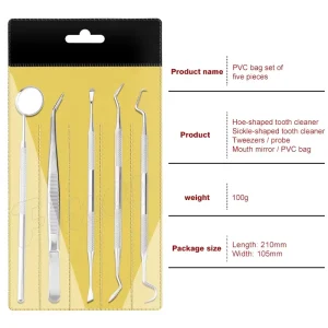 Dental Tools Instruments High Hardness Stainless Steel Manual Dental Hygiene Kit Set 5 Piece Teeth Cleaning