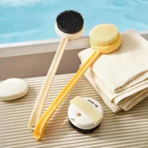 Detachable Scrub Brush Handle Plastic Round Bath Cleaning Brush Set Shower Bath Brush for Bathroom