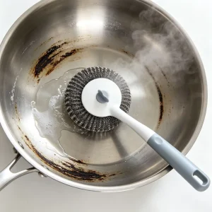Detachable Steel Wire Pot Brush Long Plastic Handle Non-slip Kitchen Cleaning Tools Set