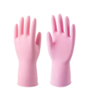 Dip Flocklined Household Latex Gloves 30cm in Length Free Sample Custom Logo Package Cleaning Kitchen Gloves