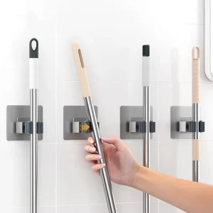 Direct Factory Custom 140cm Aluminum Mop Frame Adhesive Stainless Steel Broom and Mop Holder for Kitchen and Bathroom