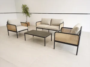 Disassembly Assembly Modern PE Rattan One Seat Sofa Set Waterproof Cushion Outdoor Furniture for Living Room Hotel Courtyard