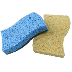 Dish Sponges for Kitchen Dual Sided Scrub Heavy Duty Scouring Pad & Absorbent Cellulose Sponge