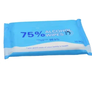 Disposable 75% Alcohol Wet Baby Wipes 10pcs in Small Bag for Easy Carrying Cleansing Wipes for Hands Mouth Etc