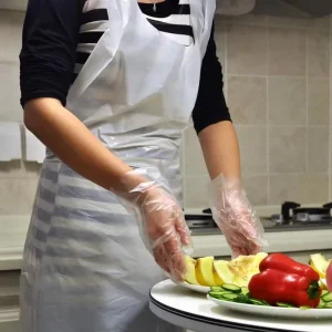 Disposable Biodegradable HDPE LDPE Plastic Apron Custom Logo Sleeveless Bib Cute Style Sanitary Cleaning Good Quality Home Use