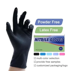 Disposable Black Nitrile Gloves 3mil Textured Fingertips for Chef Cooking Food Processing Household Waterproof Oil Proof