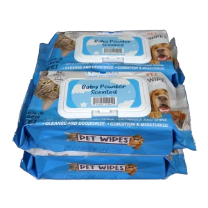 Disposable Cotton & Non-Woven Fruit Scent Pet Cleaning Wipes for Dogs & Cats Extra Thick & Moist