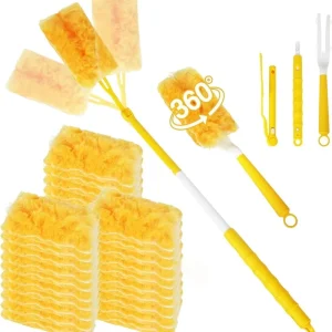 Disposable Dusters for Cleaning Blinds Bookshelf Furniture Dusting Kit Microfiber Duster Refills 20 PCS with Handle