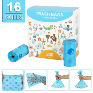 Disposable EPI+HDPE Diaper Refill Bags with Free Capsules Diaper Bag Dispenser for Household Trash Bags Replacement 16 Rolls