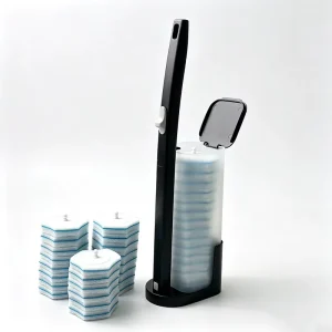 Disposable Hygienic Toilet Brush Set with Plastic Handle and Sponge Brush Eco-Friendly Stocked Handheld Bathroom Cleaning Tool