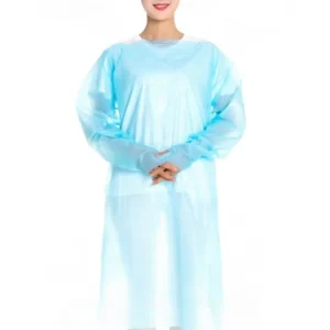Disposable Isolation CPE Plastic Gown Long Sleeve Apron with Thumb Loop Cuff