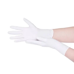 Disposable Medical Cleanroom White Nitrile Gloves Powder Free 9 Inch S M L XL Textured Surface SGS Certified