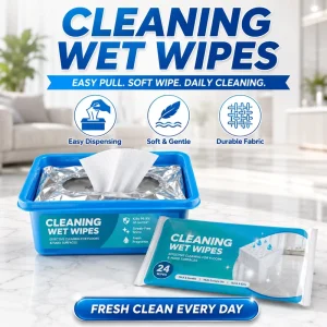Disposable Nonwoven Wet Wipes All Surface Household Cleaning Cloths for Kitchen Bathroom and Furniture Dust Removal