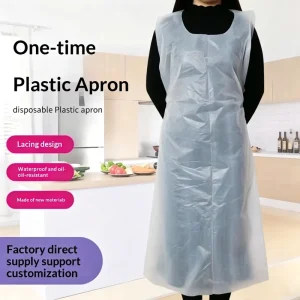 Disposable PE Sleeveless Thickened Lengthened Full-Body Waterproof Transparent Oil-Proof Dustproof Kitchen Apron for Adults