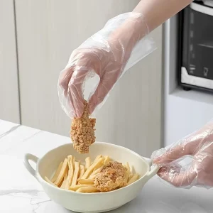 Disposable Thick Waterproof PE Color Gloves for Catering Hair Food Handling Clear Plastic Film Gloves