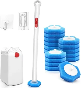 Disposable Toilet Bowl Cleaner Wand with Upgraded Clamping System Wall Mounted Bathroom Scrubber Brush for Bathtub Sink