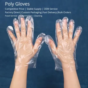 Disposable Transparent Food Grade PE Plastic Gloves 100 Pcs Lightweight Oil Resistant Waterproof Multi functional Cleaning