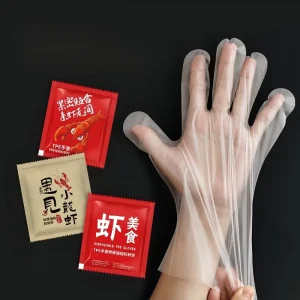 Disposable Waterproof Durable Eco Friendly CPE Plastic Household Gloves Individually Packaged for Kitchen Cleaning Crayfish