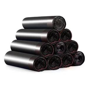 Disposable Waterproof PE Black Flat Mouth Drawstring Embossed LDPE HDPE Garbage Bags on Roll Household Trash Bags