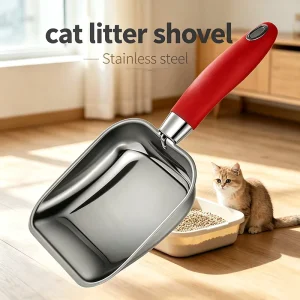 Dog Clean Feces Supplies Stainless Steel Shovel Cat Litter Scoop Reduces Dust Metal Long Handle Scoop Pet Cleaning Tools