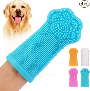 Dog Toothbrush Finger Brush for Teeth Cleaning with Massage and Waterproof Silicone Stocked Cleaning Tool Finger Toothbrush