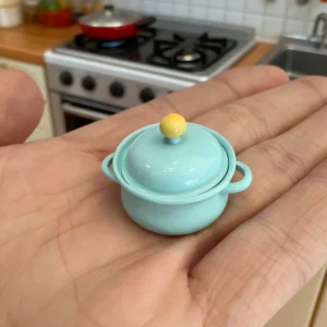 Dollhouse Miniature Metal Soup Pot and Cookware Model Kitchen Ornament