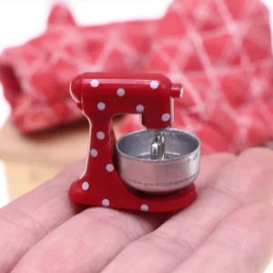 Dollhouse Miniature Red Resin Kitchen Mixer Christmas Toy Accessory
