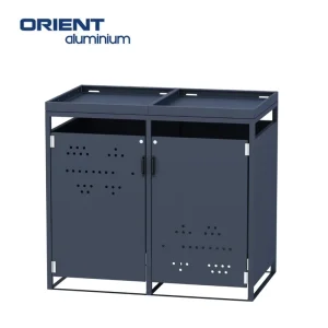Double Aluminium Garbage Bin Storage Box Garden Garbage Can Outdoor Trash Enclosure Waste Bins