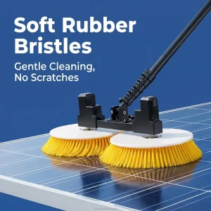Double Head Automatic Solar Panel Cleaning Robot Kit Telescopic Brush Pole Rotating PV Cleaning Equipment