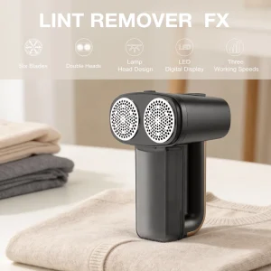 Double Head Bigger Size Powerful Fabric Shaver Left Power LED Display USB Rechargeable Lint Remover with 6 Leaf Blades KC