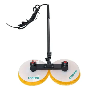 Double Head Cleaning Brush Electric Rotating Solar Panel Cleaner PV Module with Telescopic Pole Water Fed Photovoltaic Washbrush