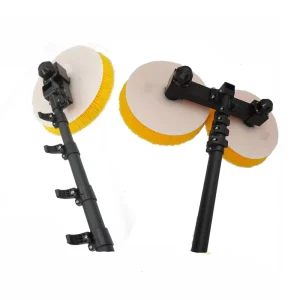 Double Head Electric Solar Panel Cleaning Brush Eco Friendly Durable Nylon Disc Long Handle Handheld Aluminum Alloy