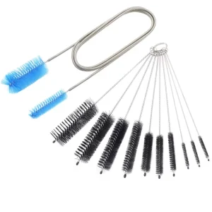 Double Head Stainless Steel Spring Brush for Aquarium Inlet and Outlet Cleaning Fish Tank Pipe Suction Brush