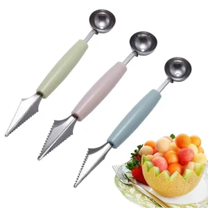 Double-Headed Stainless Steel Fruit Carving Knife and Grapefruit Melon Scoop