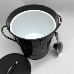 Double Layer Metal Ice Bucket with Lid Scoop and Handles Ideal for Cocktails Parties BBQs Wine and Champagne
