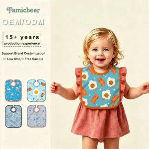 Double Layer Waterproof Cotton Multiple Cartoon Printed Snap Button Washable Baby Bibs Saliva Towels Daily Feeding Eating Apron