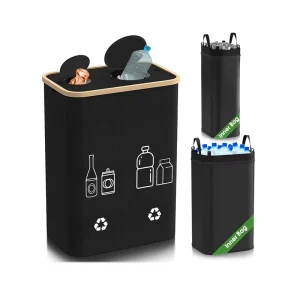 Double Recycle Bin Indoor Kitchen 125L Deposit Bottles Collection Container with Lid and Glass Waste Storage Recycling Bin