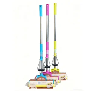 Double Roller Telescopic PVA Sponge Hand Free Mop Squeegee with Stainless Steel Rod for Home Floor Cleaning Tools