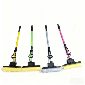 Double Roller Telescopic PVA Sponge Mop Squeegee with Iron Rod and High Dehydration Rate for Floor Cleaning Tools